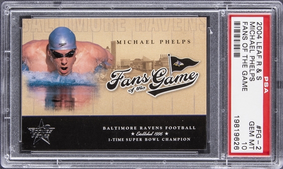 2004 Leaf Rookies & Stars "Fans Of The Game" #FG-2 Michael Phelps Rookie Card - PSA GEM MT 10